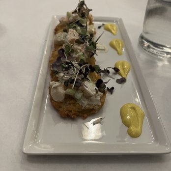 On the Nines - Fried green tomato appetizer - New American Near Me - Mooresville, North Carolina On the Nines - Fried green tomato appetizer - New American Near Me - Mooresville, North Carolina