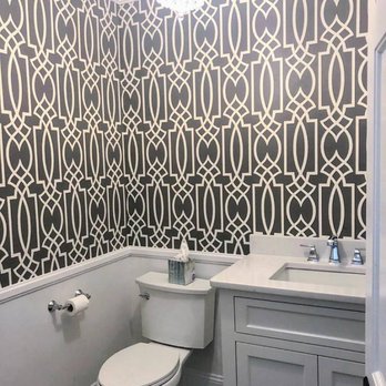 Wallpaper Boulevard - Modern Geometric Wallpaper In Powder Room - Wallpapering Near Me - Tampa, Florida Wallpaper Boulevard - Modern Geometric Wallpaper In Powder Room - Wallpapering Near Me - Tampa, Florida