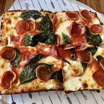 Crispelli's Bakery & Pizzeria - Pepperoni and basil Detroit deep dish pizza. - Pizza Near Me - Clarkston, Michigan