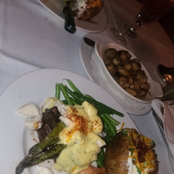 The Derby - The filet minon with crab on top fully baked potato - Steakhouses Near Me - Arcadia, California The Derby - The filet minon with crab on top fully baked potato - Steakhouses Near Me - Arcadia, California