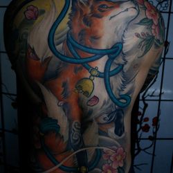 Ash and Ether Art Collective - Kitsune backsuit done by Nomi