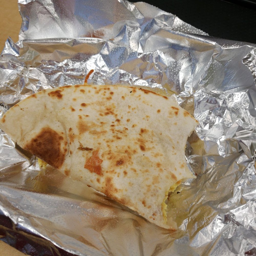 Top Taco - Homemade tortilla is awesome! Bacon, egg and cheese taco for breakfast. Yummy! - Food Trucks Near Me - Austin, Texas Top Taco - Homemade tortilla is awesome! Bacon, egg and cheese taco for breakfast. Yummy! - Food Trucks Near Me - Austin, Texas