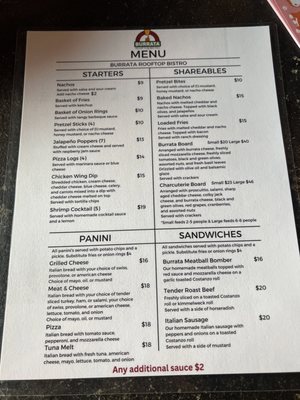 Menu photo 1 Burrata Rooftop Bistro Grand Island, NY