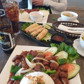 To Pho - #13 Diced Beef, #15 Skewers, Egg Rolls, Sapporo, with tasty Pho Broth - Vietnamese Near Me - Hesperia, California To Pho - #13 Diced Beef, #15 Skewers, Egg Rolls, Sapporo, with tasty Pho Broth - Vietnamese Near Me - Hesperia, California