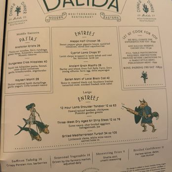 Dalida - Dinner menu - Mediterranean Near Me - San Francisco, California