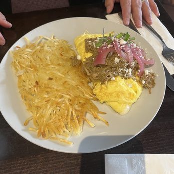Branch Breakfast - Chile verde omelet and hash browns (also included toast). - Breakfast & Brunch Near Me - Fresno, California Branch Breakfast - Chile verde omelet and hash browns (also included toast). - Breakfast & Brunch Near Me - Fresno, California