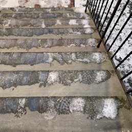 Usual condition of stairs during winter. A shame for the older residents who could fall easier. Usual condition of stairs during winter. A shame for the older residents who could fall easier.