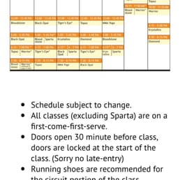 Current Charlotte schedule and studio rules