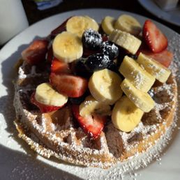 Waffle with Blueberries Strawberries and bananas Waffle with Blueberries Strawberries and bananas