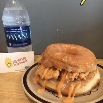 Hi-Five Doughnuts - The super yummy chicken doughnut sandwich!!!! - Donuts Near Me - Louisville, Kentucky Hi-Five Doughnuts - The super yummy chicken doughnut sandwich!!!! - Donuts Near Me - Louisville, Kentucky