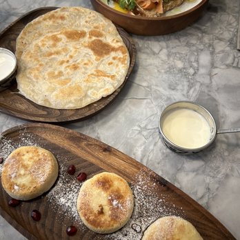 TARY Coffee - Kattama, Cottage Cheese Pancakes with Balkaimak Cream, Royal Benedict with Smoked Salmon - Coffee & Tea Near Me - Chicago, Illinois TARY Coffee - Kattama, Cottage Cheese Pancakes with Balkaimak Cream, Royal Benedict with Smoked Salmon - Coffee & Tea Near Me - Chicago, Illinois