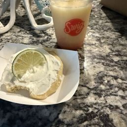 Coconut cookie and pineapple coconut frozen drink