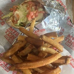Chicken gyro and fries