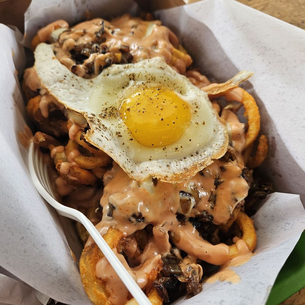 Panda Sal's - Corned beef fries with egg on top - Burgers Near Me - Bellflower, California Panda Sal's - Corned beef fries with egg on top - Burgers Near Me - Bellflower, California