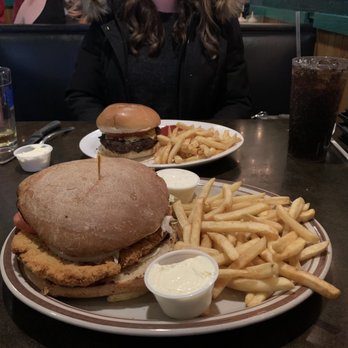 Black Dog Pub - Burger and pork tenderloin with fries - Pubs Near Me - Fort Wayne, Indiana