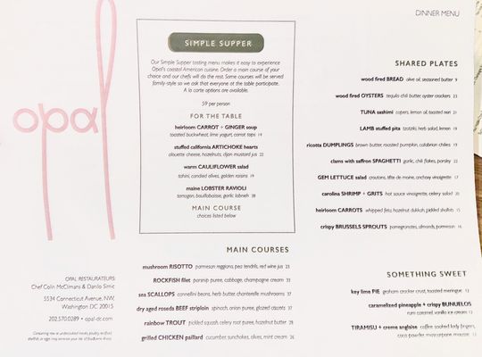 Menu photo 5 Opal Washington, DC, DC