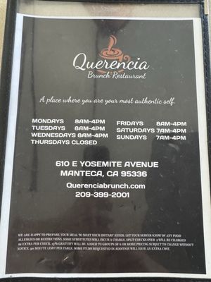 Menu photo 2 Querencia Brunch Restaurant Manteca, CA Menu photo 2 Querencia Brunch Restaurant Manteca, CA