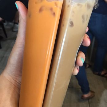 Zero Degrees - Split cup, ice coffee and Thai tea with boba. - Bubble Tea Near Me - Arlington, Texas