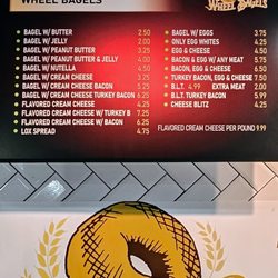 Wheel Bagels - Menu
