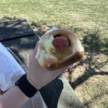 Puka Dog - Puke Dog- Polish dog with spicy sauce, mango relish, and Aunty Lilikoi's Mustard - Hot Dogs Near Me - Koloa, Hawaii Puka Dog - Puke Dog- Polish dog with spicy sauce, mango relish, and Aunty Lilikoi's Mustard - Hot Dogs Near Me - Koloa, Hawaii