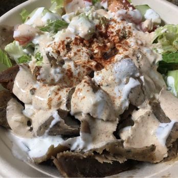 Nick the Greek - Gyro Bowl - Gyro meat, rice, salad and yogurt sauce. Yum! - Greek Near Me - Novato, California Nick the Greek - Gyro Bowl - Gyro meat, rice, salad and yogurt sauce. Yum! - Greek Near Me - Novato, California