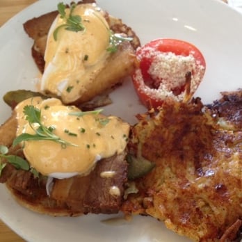 Early Bird - Pork Belly Eggs Benedict: Very Gewd, esp w/tomato & in moderation :) Shared! - New American Near Me - Fullerton, California