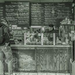 The counter with the menu at bridge st cafe