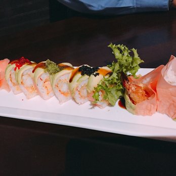 Tsunami Mount Pleasant - Crazy Friday $11.00, Shrimp tempura and spicy lobster salad in side rolled by pink soy wrap and avocado and tobiko on the top. - Sushi Bars Near Me - Mount Pleasant, South Carolina