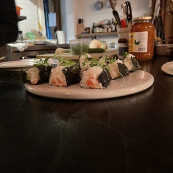 The Backroom - a plate of sushi on a counter - Supper Clubs Near Me - Pittsfield, Vermont The Backroom - a plate of sushi on a counter - Supper Clubs Near Me - Pittsfield, Vermont