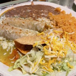 Two enchiladas and taco combo plate