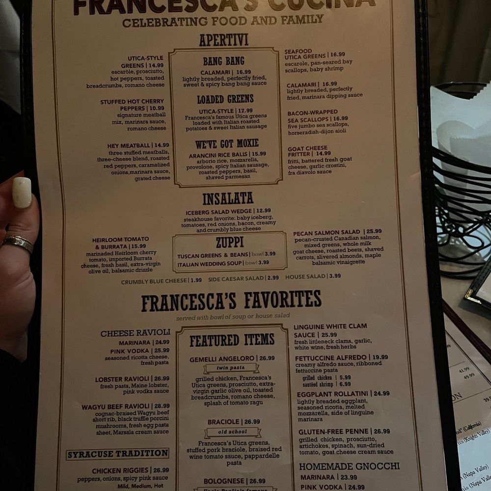 Francesca's Cucina - Menu - Italian Near Me - Syracuse, New York Francesca's Cucina - Menu - Italian Near Me - Syracuse, New York