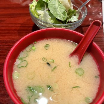 Miyabi Sushi - Miso Soup with Salad - Sushi Bars Near Me - Houston, Texas Miyabi Sushi - Miso Soup with Salad - Sushi Bars Near Me - Houston, Texas