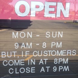 Posted Store Hours Posted Store Hours
