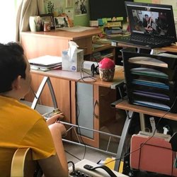 Lyle Long - Working on some Van Halen with a student via Zoom!