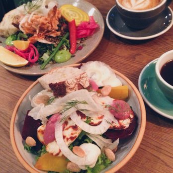 Cafe Pascal - Halloumi salad (bottom) and salmon salad (top). - Salad Near Me - Stockholm, Alberta Cafe Pascal - Halloumi salad (bottom) and salmon salad (top). - Salad Near Me - Stockholm, Alberta
