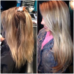 Zinc Total Salon - Before and after! Color and extensions by Kara!