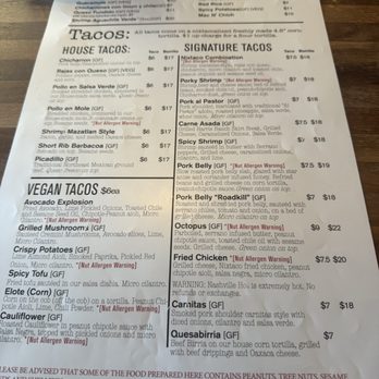 Nixtaco - Menu 5/2025 - Mexican Near Me - Roseville, California
