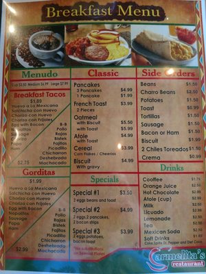 Menu photo 1 Carmelita's Restaurant Pharr, TX