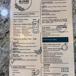 Bloom San Ann - Menu