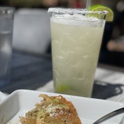 Que Sazon Restaurant and Ceviche Bar - Margarita, chicken empanada