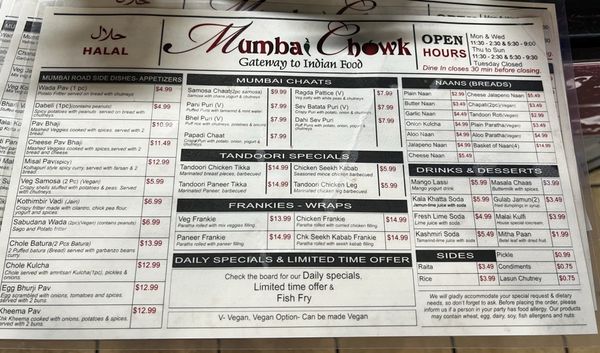 Menu photo 2 Mumbai Chowk Newark, CA