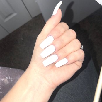 Pros Nails - Slight coffin shape white gel polish - Nail Salons Near Me - Bellflower, California