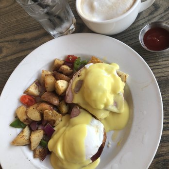 Bella Bru Cafe - Egg benedict and cappuccino. - Breakfast & Brunch Near Me - Carmichael, California