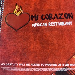 Mi Corazon Mexican Restaurant - Menú
