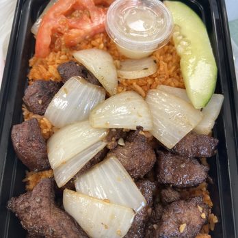Kim Ky Noodle House - Filet Mignon cubes over tomato rice. - Chinese Near Me - San Gabriel, California
