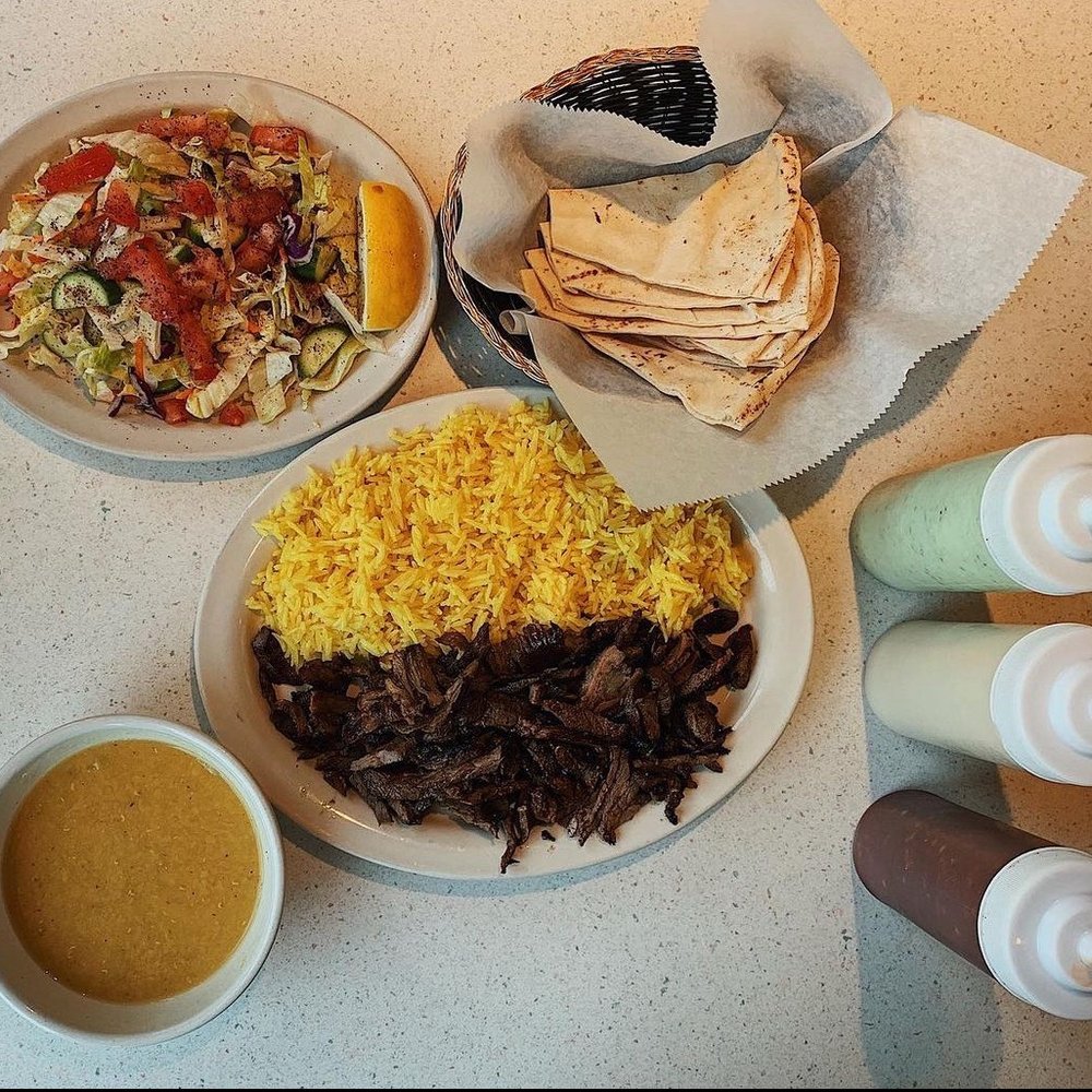 Beef Shawarma, Lentil Soup, House Salad, 2 Whole Pita, 3 Set of Sauce Beef Shawarma, Lentil Soup, House Salad, 2 Whole Pita, 3 Set of Sauce