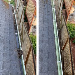 Experienced Roof & Gutter Cleaning - before and after home gutter after expert gutter cleaning service in tacoma wa