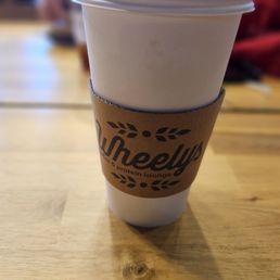 a coffee cup on a table