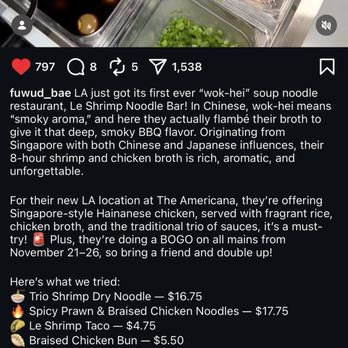 Le Shrimp Noodle Bar - BOGO ends Nov 26th - Noodles Near Me - Glendale, California Le Shrimp Noodle Bar - BOGO ends Nov 26th - Noodles Near Me - Glendale, California
