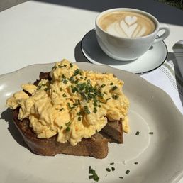 Vanilla Latte + Soft Scrambled Egg Toast Vanilla Latte + Soft Scrambled Egg Toast